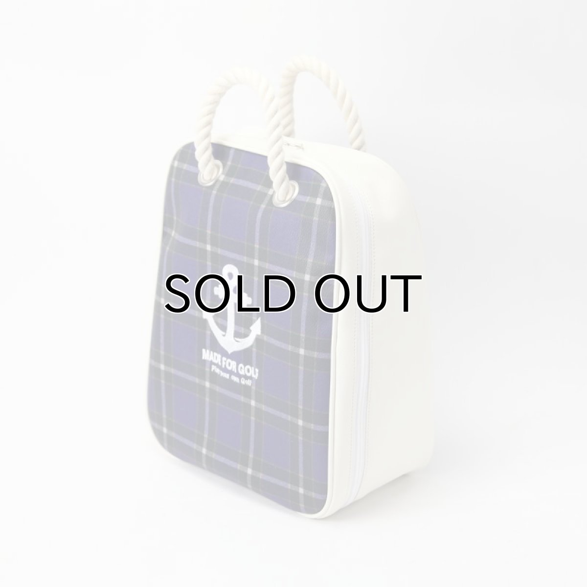 神戸タータン シューズケース タータンチェック ブルー ロープハンドル 神戸タータングッズ