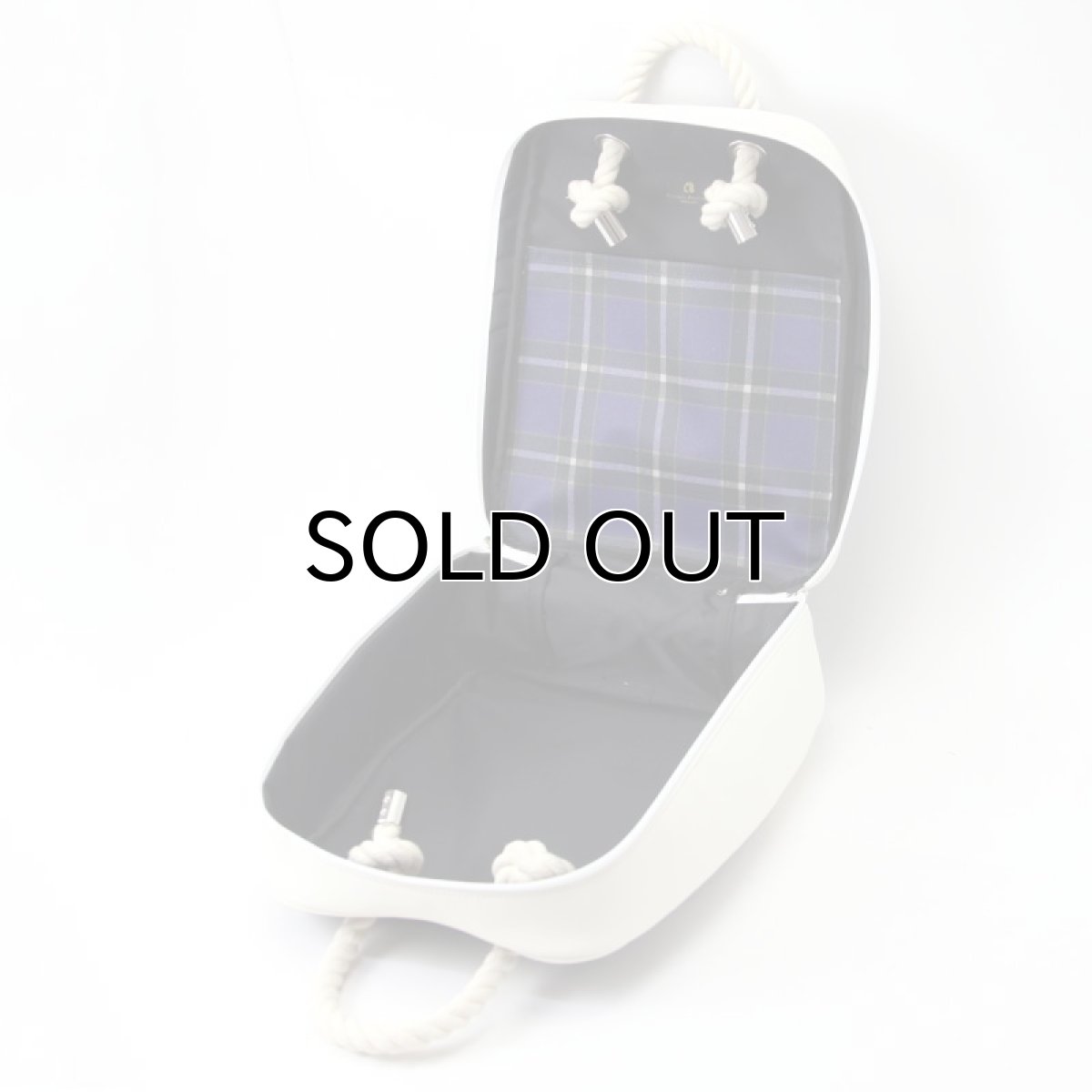 神戸タータン シューズケース タータンチェック ブルー ロープハンドル 神戸タータングッズ