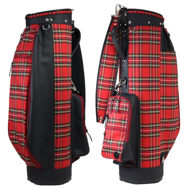 バウワー送料無料/美品　POLO GOLF 赤 チェック柄 キャディバッグ キャディバッグ ゴルフ メンズ 人気キャディバッグ おすすめキャディ
